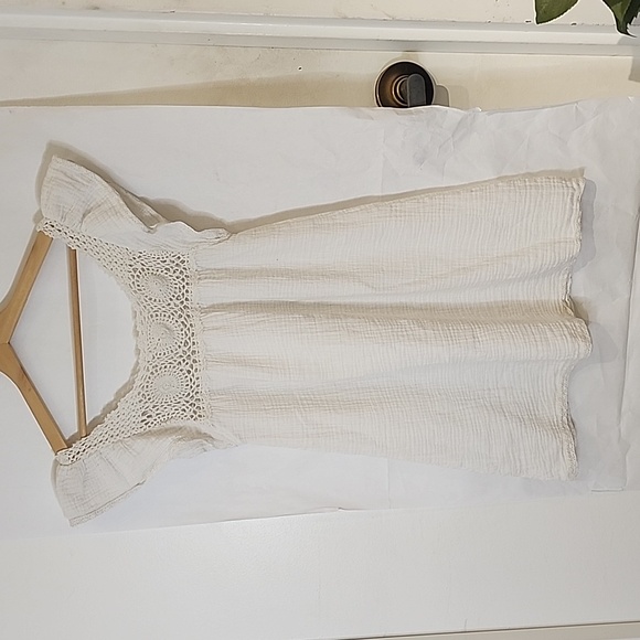 White Cotton Crochet Mini Dress/Tunic size M - Picture 5 of 5